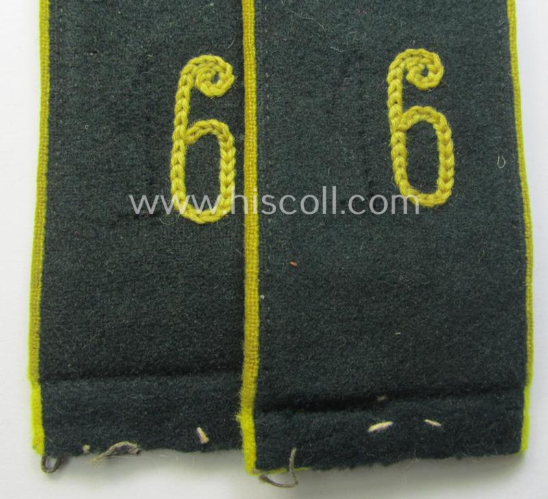 Neat - fully matching and rarely seen! - pair of WH (Heeres) EM-type (ie. 'M36- o. M40'-pattern- and 'rounded styled-') neatly 'cyphered' shoulderstraps as was intended for usage by a: 'Soldat des Nachrichten-Abteilungs 6'