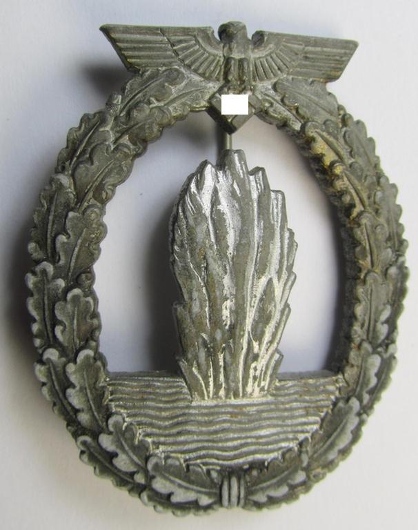 WH (KM) 'Kriegsabzeichen für Minensuch-, U-Boot-Jagd und Sicherungs-Verbände', being a detailed (albeit non-maker-marked) example as executed in multi-coloured 'Feinzink' and that was produced by the: 'Adolf Scholze'-company