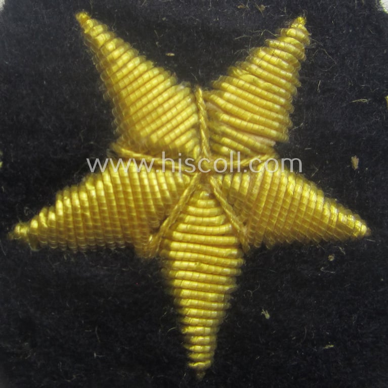Fully matching set ie. pair of WH (Kriegsmarine) hand-embroidered career- ie. specialist-armbadges, as executed on dark-blue-coloured wool as intended for usage by an officer serving within a generic: 'KM'-unit