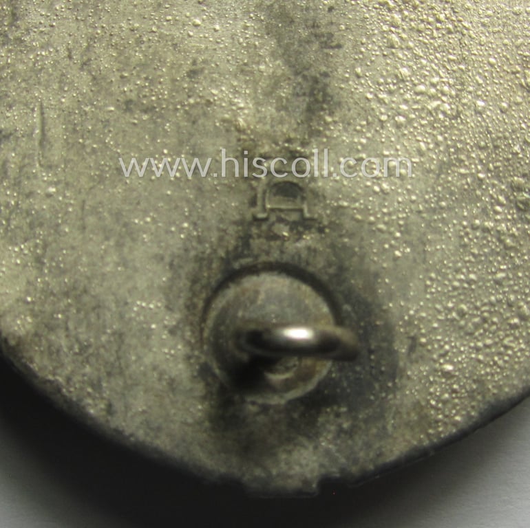 'Panzerkampfabzeichen in Silber' being a neatly maker- (ie. 'HA'-) marked- and/or typical zinc- (ie. 'Feinzink'-) based specimen as was produced by the desirable 'Hersteller' (ie. maker): 'Hermann Aurich'