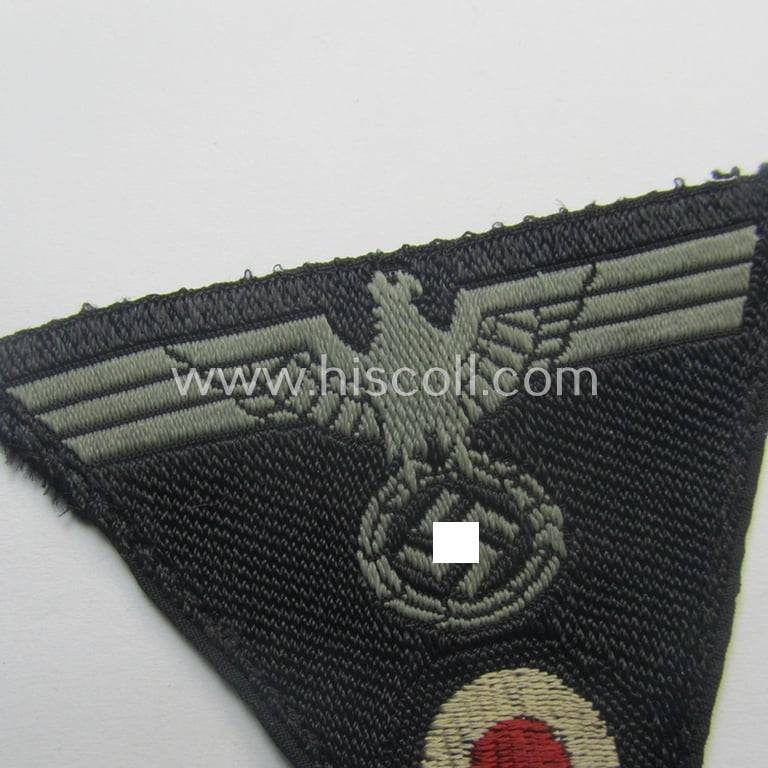 Truly used- and/or cap-removed, WH (Heeres) Panzer 'M43-pattern'-cap-eagle/cocarde (ie. cap-trapezoid or: 'Mützentrapez')