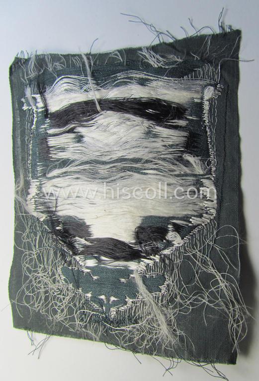 Superb - and scarcely encountered! - WH (Heeres) flat-wire- (ie. 'BeVo'-) woven 'Ärmelabzeichen für Fahnenträger des Heeres' as was intended for a soldier (ie. NCO) serving within an: 'Infanterie'-unit