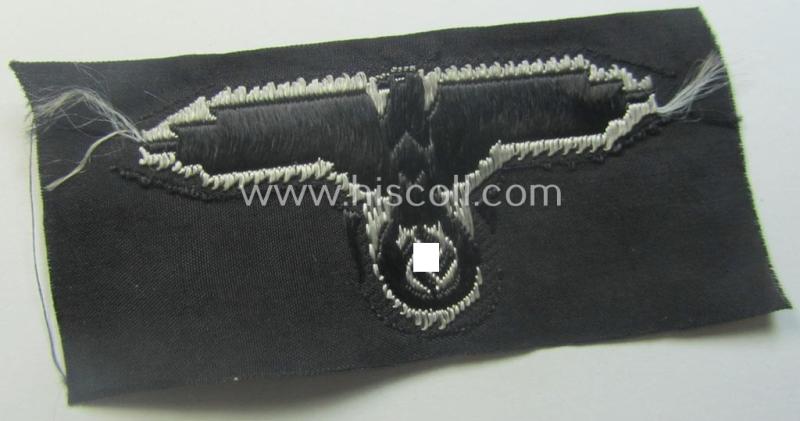 Mid- (ie. later-) war-pattern 'Waffen-SS'-type so-called: 'BeVo'-pattern, EM- (ie. NCO-) type side-cap eagle that comes in a never used- (ie. unconfectioned and 'virtually mint- ie. unissued'-), condition