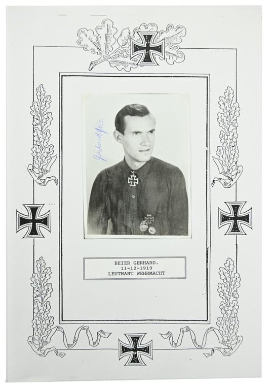 Signature of Wehrmacht Heer KC Recipient 'Gerhard Beier'