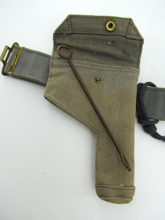 British WWII RAF Blue Web Pistol Holster, Ammo Pouch & Belt Set