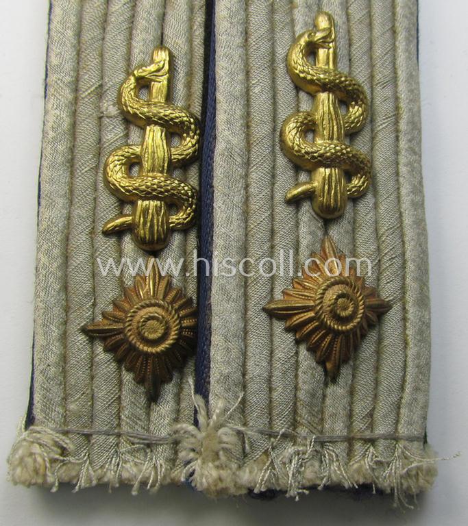 Pair of Waffen-SS, 'cyphered' officers'-type shoulderboards : 'Obersturmführer' (ie. lieutnant first-class) who served within the: 'Waffen-SS Sanitäts-Trpn.'