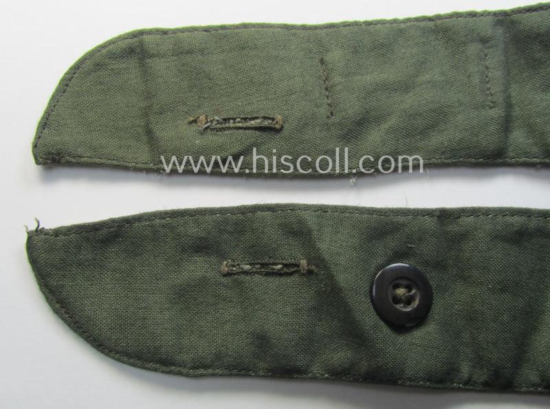 WH (Heeres o. Waffen-SS) greenish-coloured- and/or 'standard-issue'-pattern so-called: 'Kragenbinde' (or: uniform inner-collar) being a regular-issued- (and size- ie. maker-marked) example that comes in a moderately used- ie. worn, condition