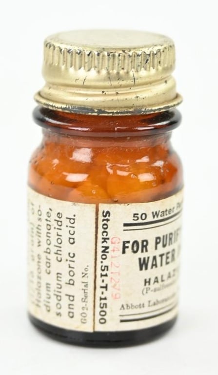 US WW2 Bottle of Purifying Tablets