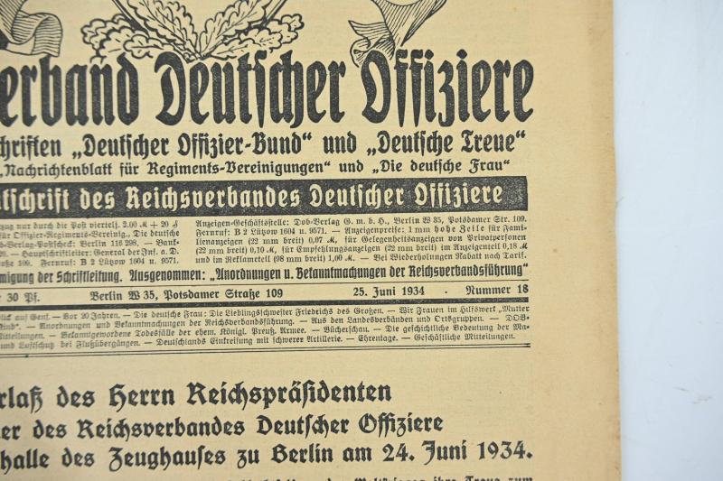 German Newspaper 'Reichsverband Deutsche Offiziere'