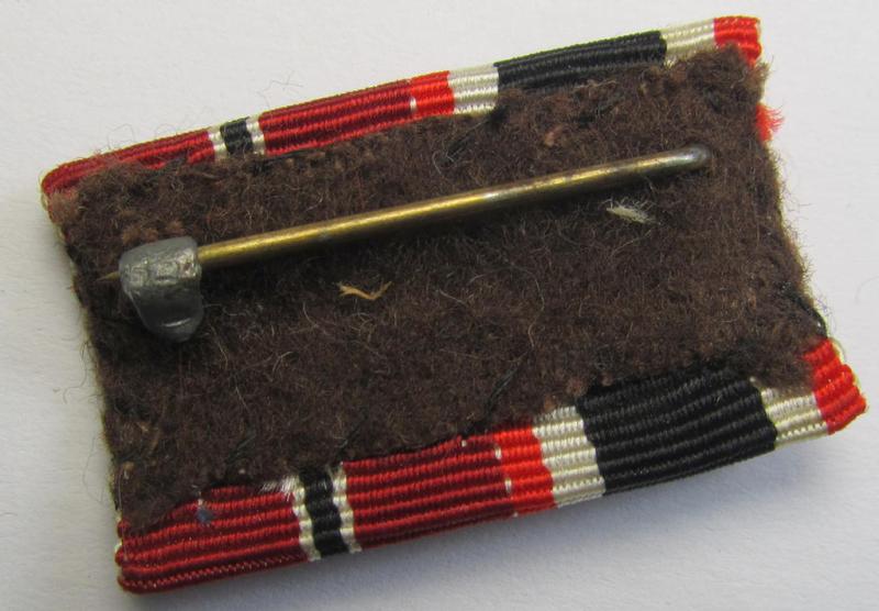Two-pieced, WWII-period ribbon-bar (ie. 'Feld- o. Bandspange') as was intended for the combination: 'KvK II. Klasse mit Schwertern' and/or: 'Ost'-medal (ie. 'Medaille Winterschlacht im Osten 1941-42')