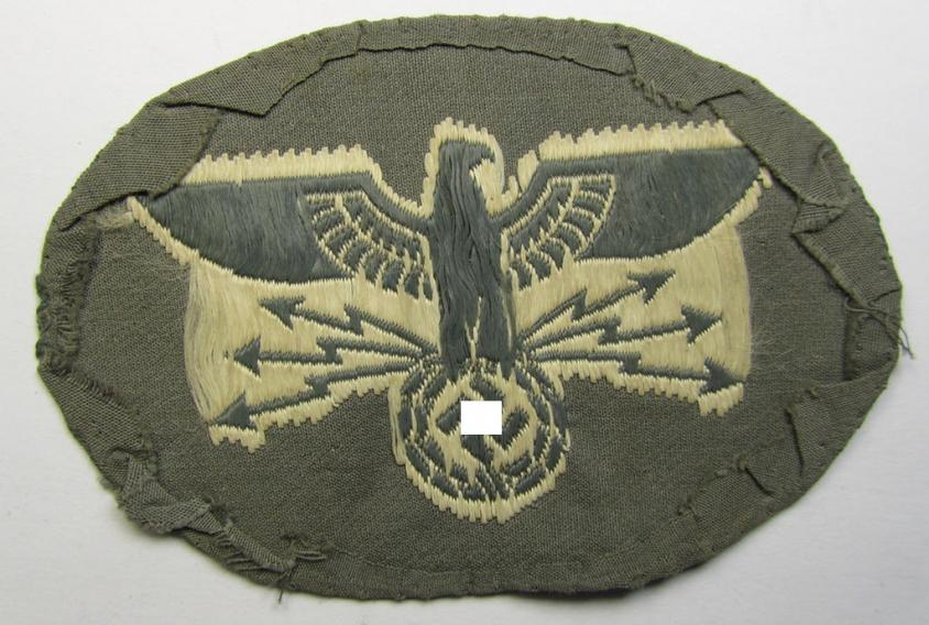 Superb, 'Postschutz'-arm-badge (ie. arm-eagle) being a piece as executed in the 'BeVo'-weave-pattern (and that comes with a period picture-postcard of the bearer)