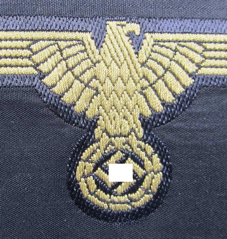 Mid- (ie. later-war-) pattern, 'SS' (ie. 'Waffen-SS') so-called: 'BeVo-weave-style', enlisted-mens'- (ie. NCO-pattern) tropical-styled arm-eagle (ie. 'Tropen-Ärmeladler für Mannschaften u. Unteroffiziere der Waffen-SS')