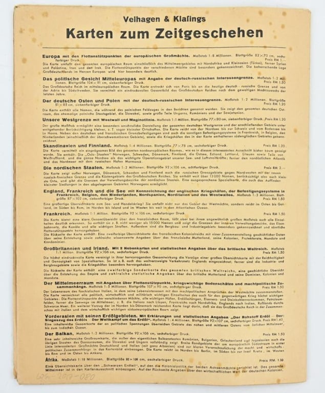 German Third Reich Era Mapcard 'Europian Russia'