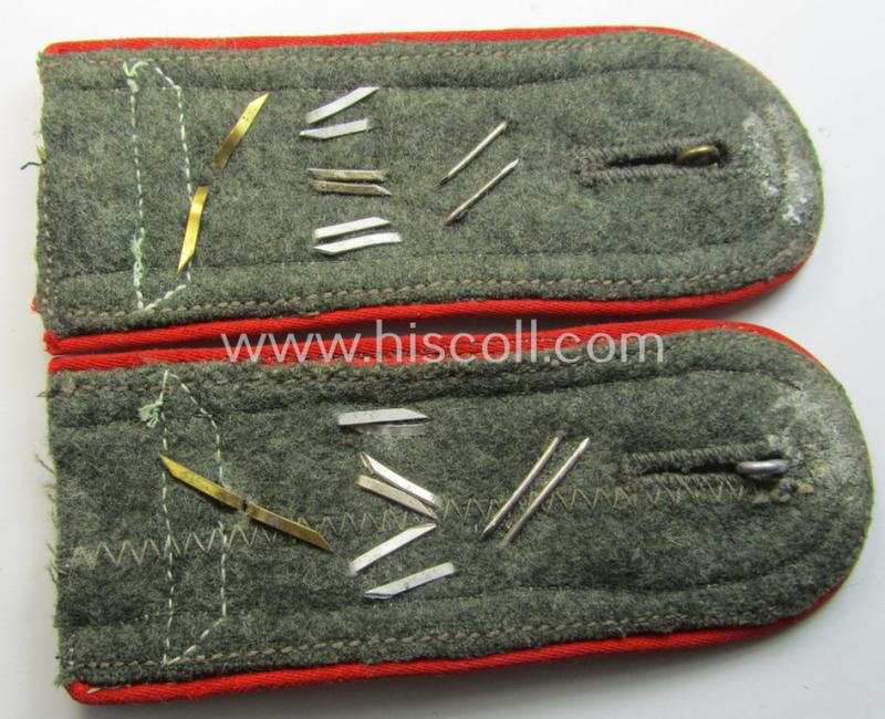 Pair of WH (Heeres) 'cyphered' (and bright-red-piped!) early-war-period- (ie. 'M36'- ie. 'M40'-type) NCO-pattern shoulderstraps: 'Feldwebel u. Waffenunteroffizier u. Mitglied des Art.-Rgts. 202'