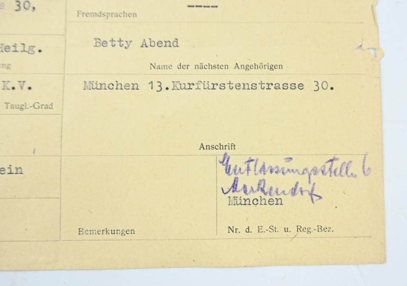 German LW Paratrooper Record 'Tobias Abend'