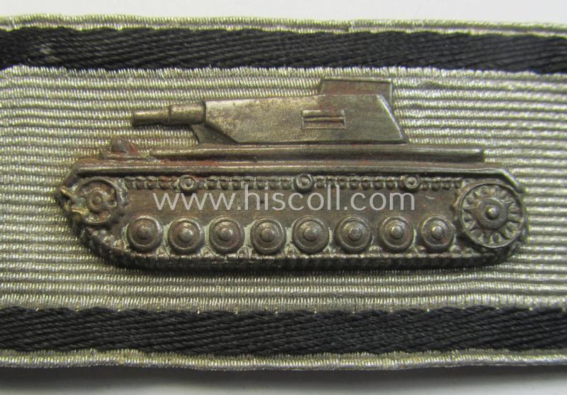 Superb, 'Sonderabzeichen für das Niederkämpfen von Panzerkampfwagen usw. durch Einzelkämpfer in Silber' (ie. tank-destruction badge ie. TDB in silver) that comes in an overall very nice- (albeit clearly worn and/or tunic-removed-), condition