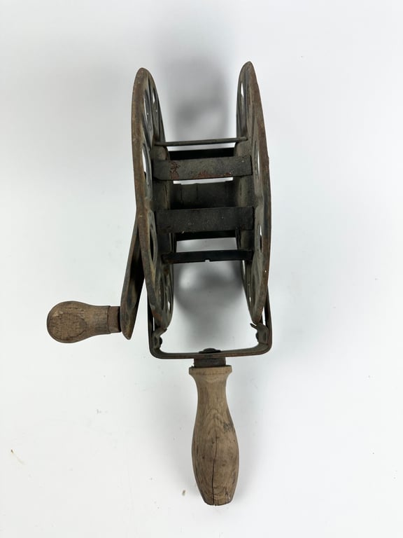 Original German WWII Big Hand Held Cable Reel With Wire Dated2 1942 "DZ"