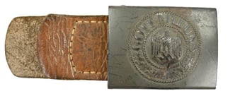 German WH Beltbuckle with Schrapnel damage and Tab...
