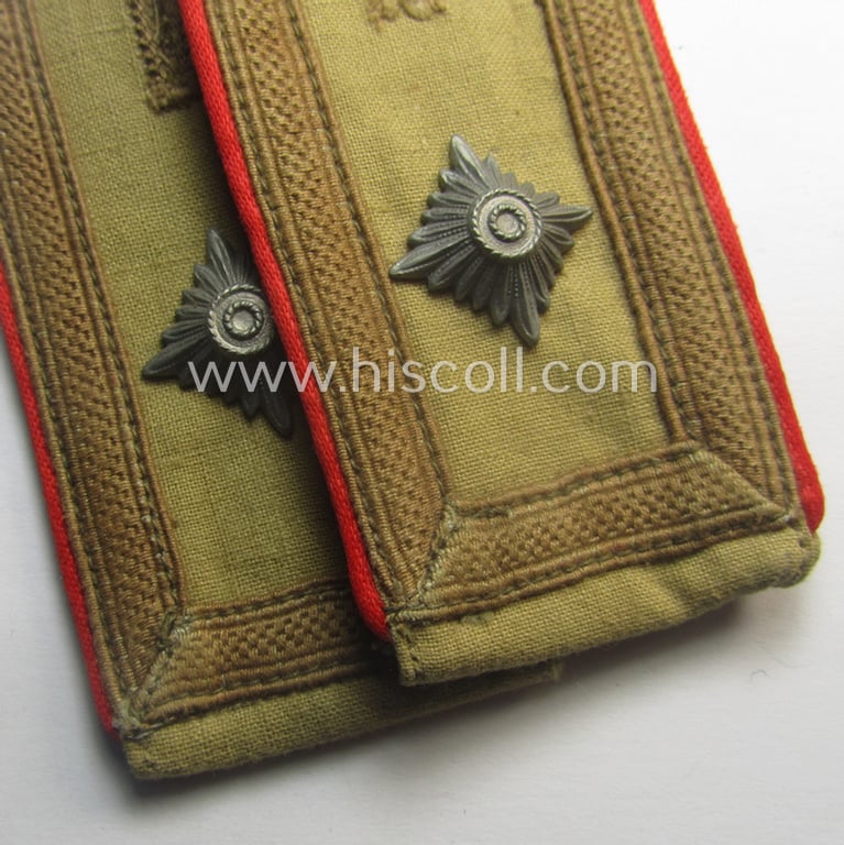 Pair of WH (Luftwaffe) 'tropical-styled', NCO-type shoulderstraps (as was specifically intended for usage onto the tropical-shirts ie. tunics) as was intended for a: 'Feldwebel. o. Wachtmeister der Flak-Art.-Trpn.'