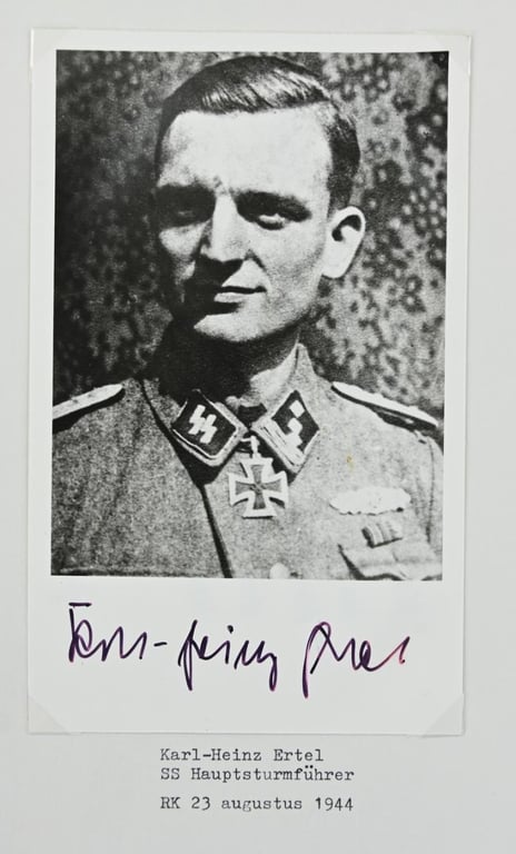 Signature of Waffen-SS Knight's Cross Recipient 'Karl Heinz Ertel'