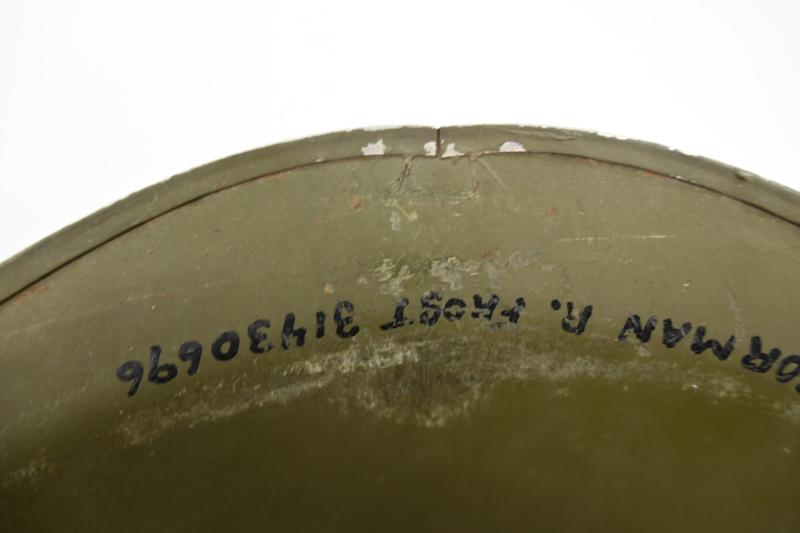 US WW2 Named M1 Combat Helmet 'Norman R. Frost'