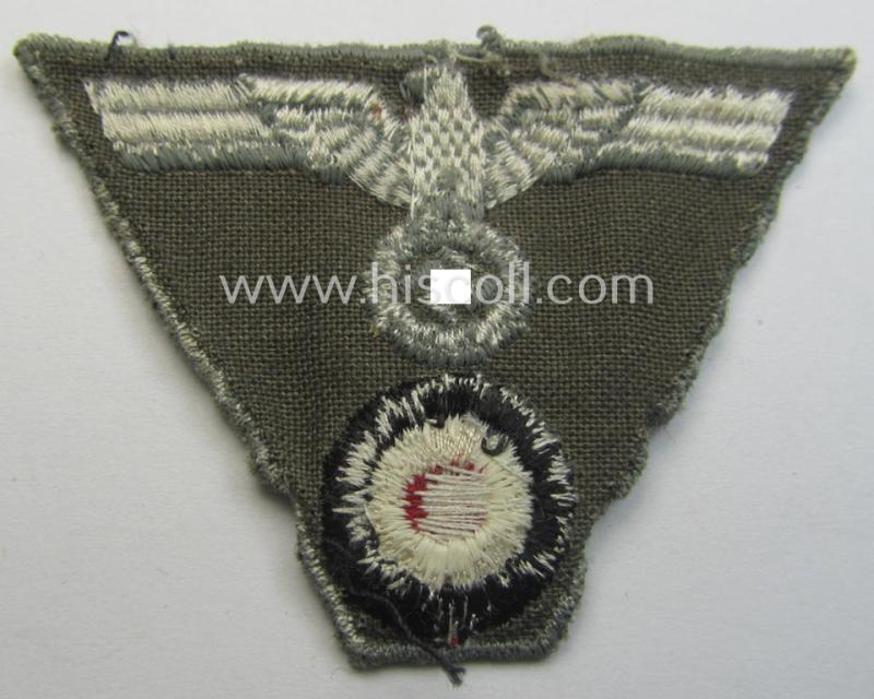 Later-war- (ie. 'last-ditch'-) pattern WH (Heeres): 'M43-pattern') cap-eagle/cocarde (ie. cap-trapezoid) for the: 'M-43'-model field-caps (ie. 'Einheitsfeldmützen')
