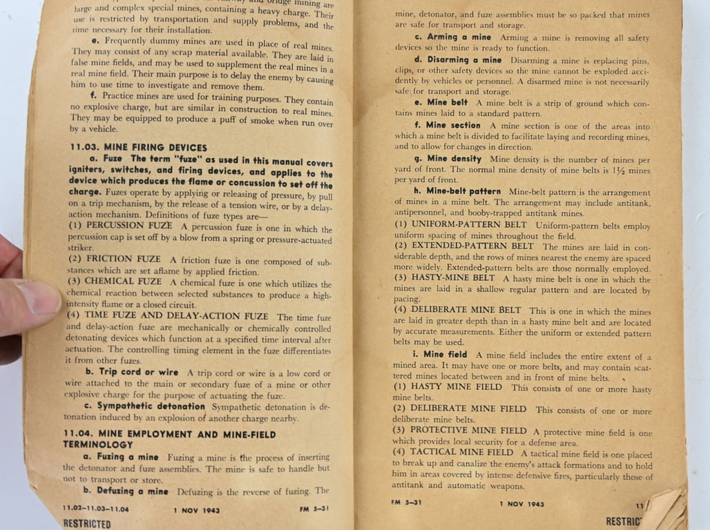 US WW2 Landmines & Boobytraps Field Manual FM 5-31 1943