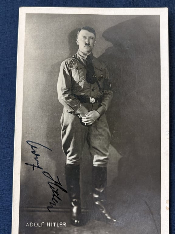 Extremely Rare Early 1920s Authentic Adolf Hitler Hand Signed Ink Signature on a Hoffmann Postcard.  ADDITIONAL PHOTOS