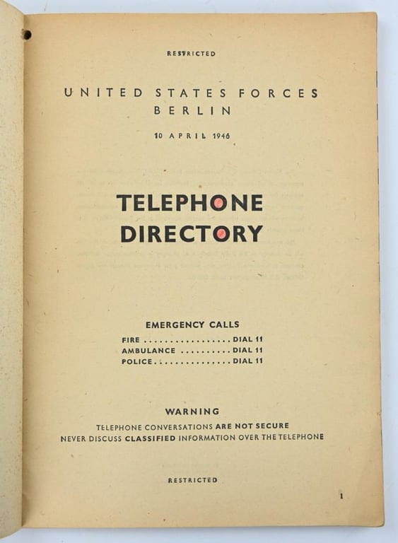 US Headquarters Berlin Telephone Directory