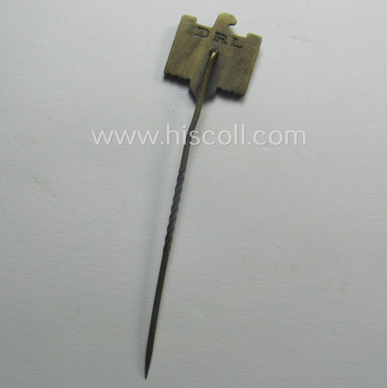 Darker-bronze-toned lapel-pin (ie. 'Mitgliedsabzeichen des DRL bzw. NSRL') as was intended for usage by a member of the TR-period sports'-association: 'NS Reichsbund für Leibesübungen (NSRL)'