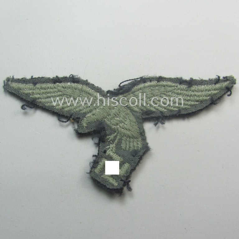 Truly used- ie. worn, WH (Luftwaffe) EM- (ie. NCO-) 'down-tailed'-pattern breast-eagle
