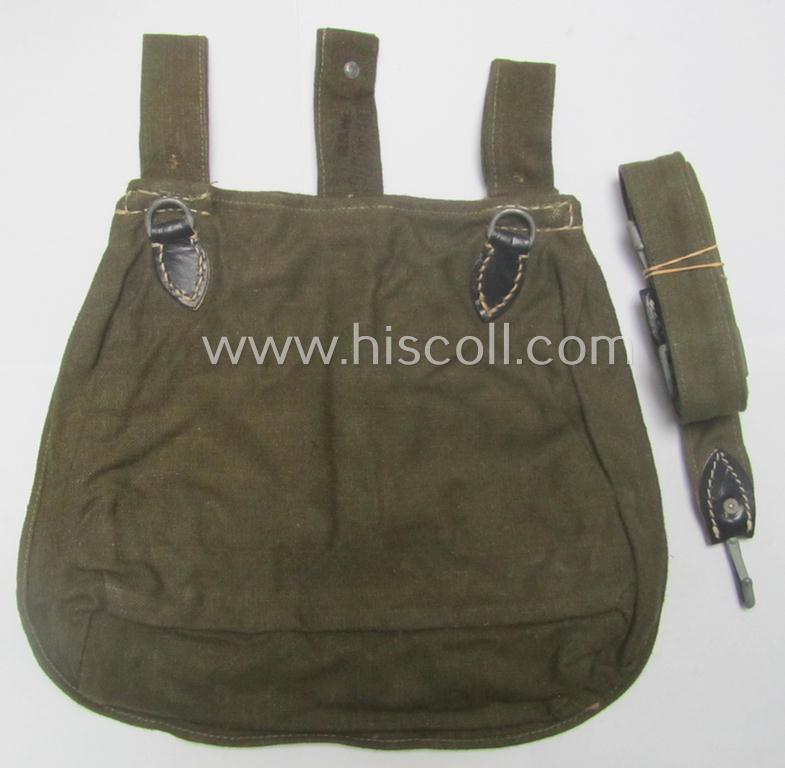 Mid- ie. later-war-period 'M31'-type, WH (Heeres ie. Waffen-SS etc.) 'Brotbeutel' onto its period strap (both being 'RbN.0/0156/0030'-marked examples!) that come both in a 'virtually mint- ie. unissued' condition