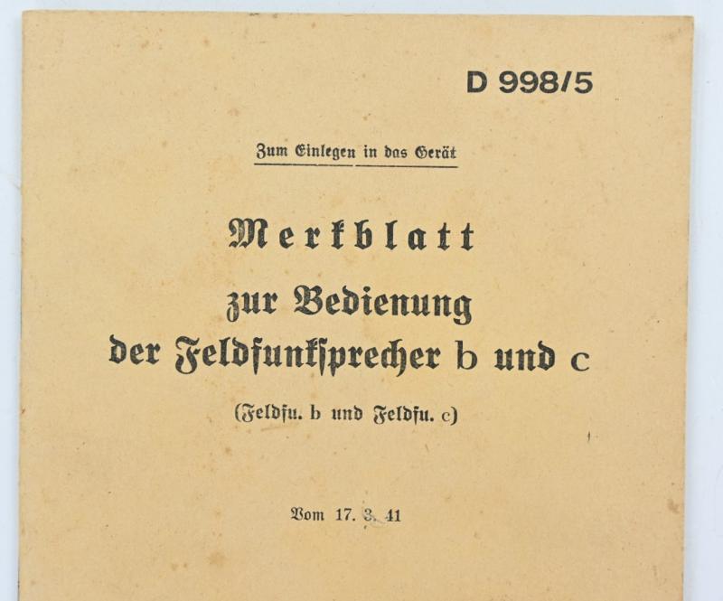 German WH 'Feldfunkfprecher' B&C Manual