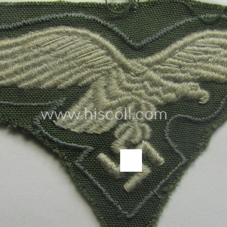 WH (Luftwaffe) machine-embroidered breasteagle, as was specifically intended for usage on the paratrooper-jumpsmocks (ie. 'FJ-Knochensäcke')
