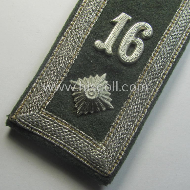 Single, WH (Heeres) NCO-type (ie. 'M36- o. M40'-pattern- and/or 'pointed-styled') 'cyphered' shoulderstrap as was intended for usage by a: 'Feldwebel des Infanterie-Rgts. 16' (ie. 'Fall Gelb'!)