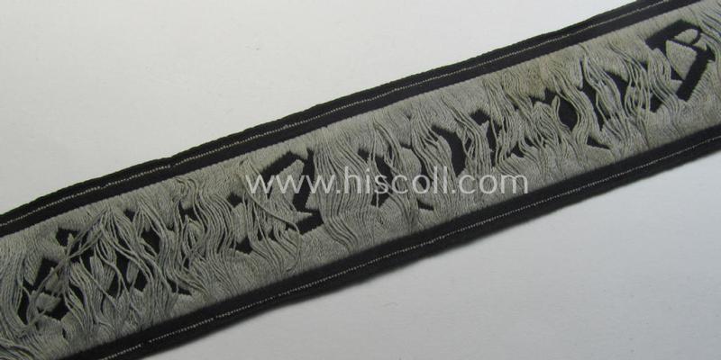 'Technische Nothilfe' (ie. 'TeNo') cuff-title (ie. 'Ärmelstreifen') entitled: 'Technische Nothilfe' being an EM- (ie. NCO-) pattern example as was woven in the neat 'BeVo'-weave pattern