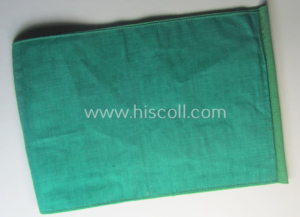 Wehrmacht-related, bright-green-coloured and/or linnen-based armband entitled: 'Feldgendarmerie' (as was specifically intended for usage by the staff of the notorious: 'Feldgendarmerie-Truppen')