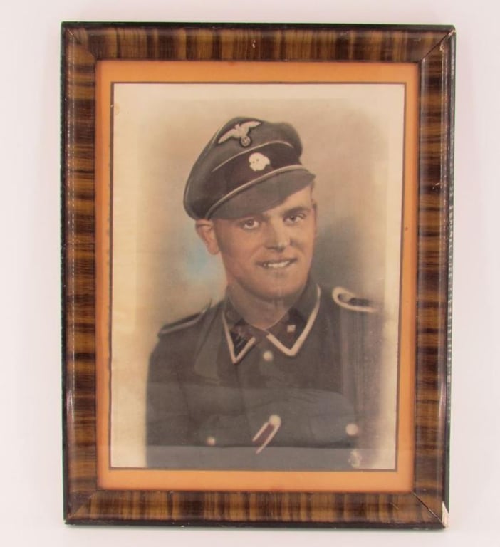 Large Portrait Photo of an SS Panzer Soldier ( KIA Riga 1944 )