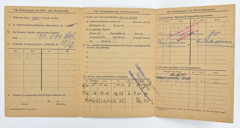 German Third Reich I.D. Card 'Fliegergeschädigte'