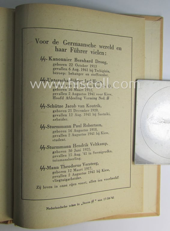 Superb - truly rarely found and Dutch-language issued! - European volunteer-related book(let) entitled: 'Germaansch Ontwaken - Brieven van Germaanse Vrijwilligers' and that comes in an overall nice- (albeit used- ie. read, condition)