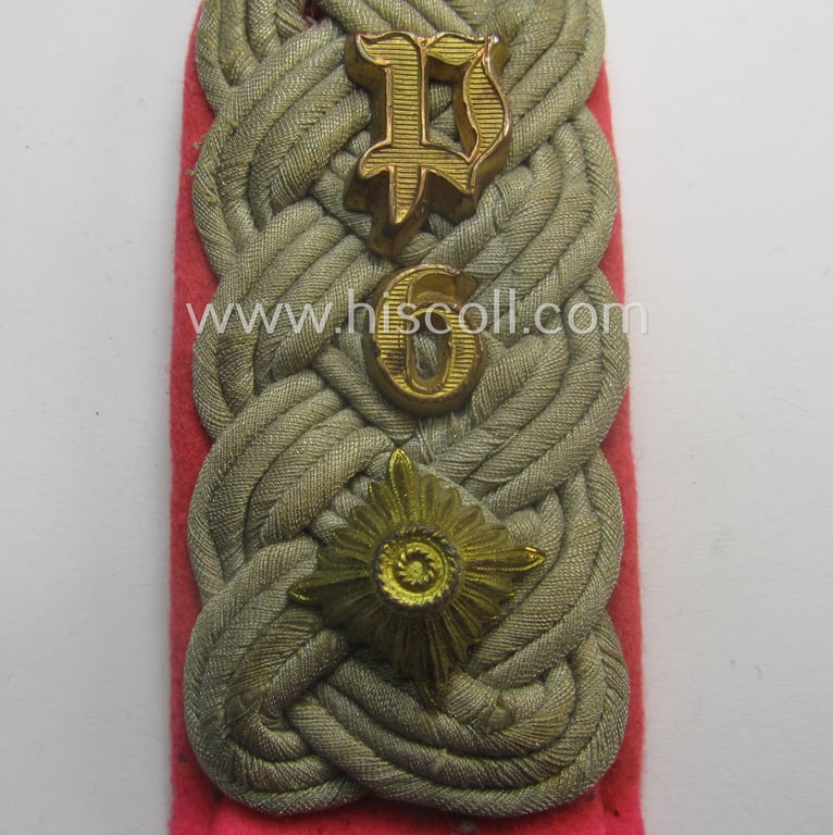 Single, WH (Heeres) 'cyphered', officers'-type shoulderboard: 'Oberstleutnant des Panzerjäger-Rgts. 6'