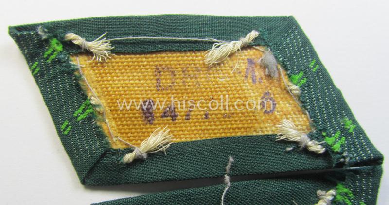 Superb, WH (Heeres) pair of (later-war-pattern) officers'-type collar-tabs (ie. 'Kragenspiegel für Offiziere') as executed in 'BeVo'-weave pattern as was intended for an officer serving within the: 'Panzer-Grenadier-Truppen'