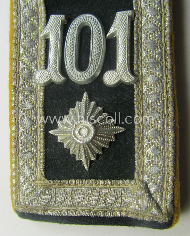 Single, WH (Heeres) NCO-type (ie. 'M40'-pattern- and 'rounded-styled') neatly 'cyphered' shoulderstrap as was intended for usage by a: 'Feldwebel des Reiter- o. Kavallerie-Rgts. 101'