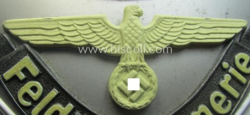 Superb - and 'virtually mint'! - example of a WH (Heeres) gorget (ie. 'Brustschild o. Ringkragen') entitled: 'Feldgendarmerie' being a non-maker-marked example that comes mounted onto its period-attached chain (ie. 'Kette')