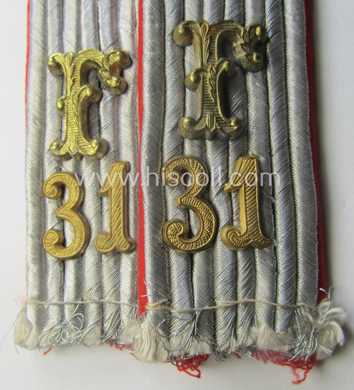 Pair of neatly 'cyphered', WH (Luftwaffe) officers'-type shoulderboards: 'Leutnant des Festungs-Flakartillerie-Abtlgs o. Rgts. 31'