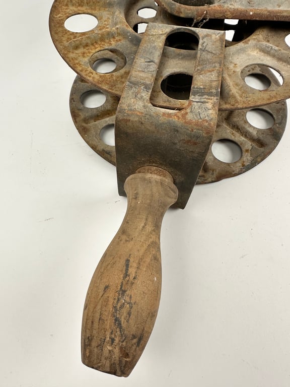 Original German WWII Big Hand Held Cable Reel With Wire Dated2 1943 "DZ"