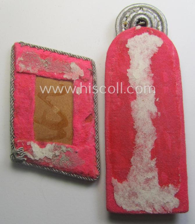 Regrettably single - but nevertheless scarcely encountered! - WH (Luftwaffe) collar-tab and dito shoulderboard as was intended for usage by a: 'Flieger-Stabsingenieur' (being a rank similar to: 'Major')