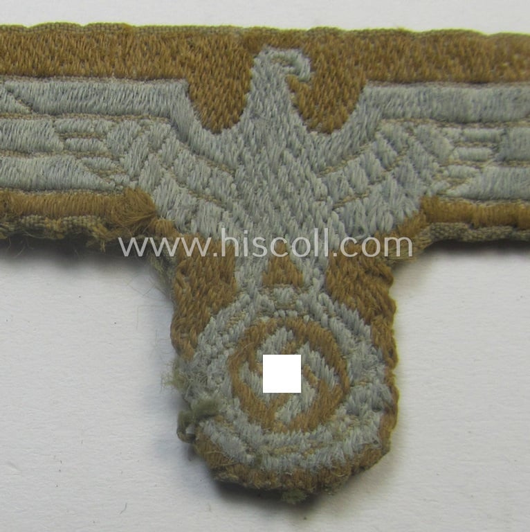 Clearly used and/or carefully cap-removed, WH (Heeres) 'tropical-issue' (ie. DAK or: 'Deutsches Afrika Korps'-related-) side-cap-eagle that comes in a wonderful, condition