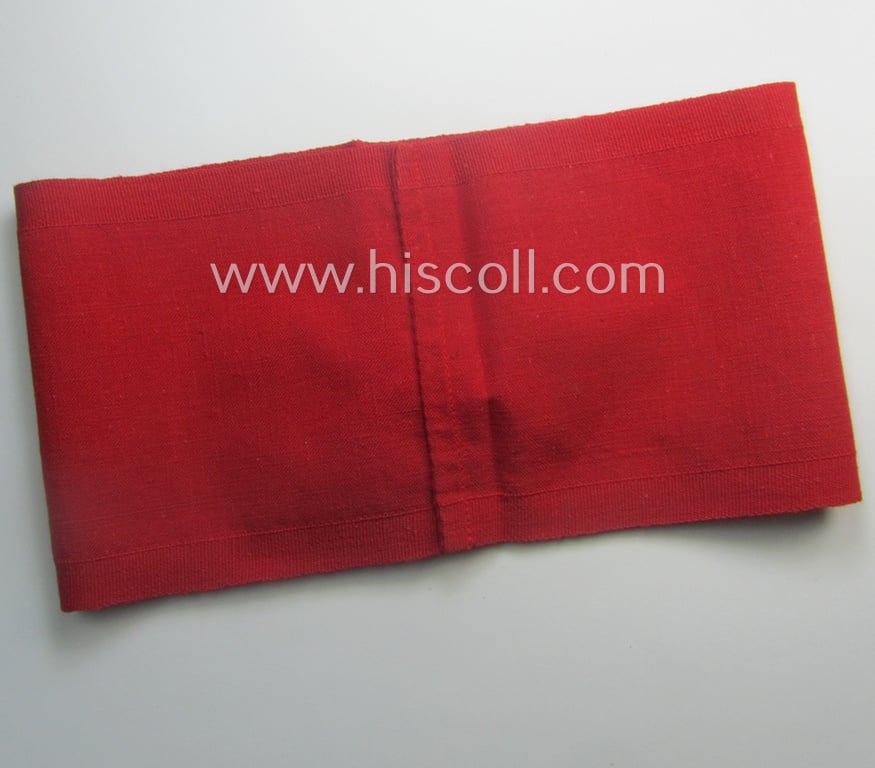 Attractive - and scarcely found! - EM- (ie. NCO-) pattern 'Reichsluftschutzbund' (ie. 'RLB'-) service-armband as executed in the neat 'BeVo'-weave-pattern as was specifically intended for usage by the: 'RLB-Werkluftschutz'
