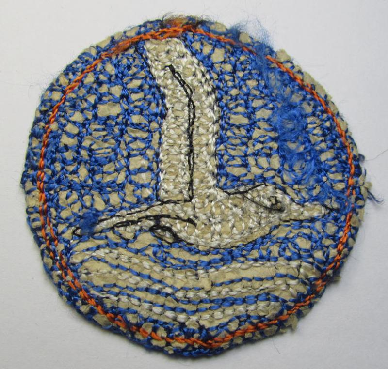 Attractive - and Dutch-produced! - example of a neatly machine-woven, NJS- (or: 'Nationale Jeugdstorm'-) related 'Jongens'-patch as was intended for usage on the various shirts and/or tunics